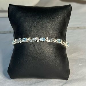 Blue and white topaz bracelet 925 silver